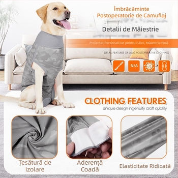 Îmbrăcăminte de sterilizare Amazon pentru câini, îmbrăcăminte menstruală nouă, poate conține absorbante sanitare, îmbrăcăminte respirabilă pentru înțărcare, anti-lingere, pentru recuperare