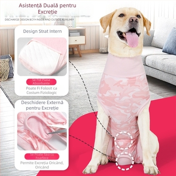 Îmbrăcăminte de sterilizare Amazon pentru câini, îmbrăcăminte menstruală nouă, poate conține absorbante sanitare, îmbrăcăminte respirabilă pentru înțărcare, anti-lingere, pentru recuperare