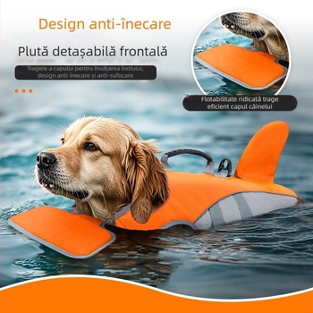 Veste de salvare pentru animale de companie 2025, costum de baie transfrontalier nou pentru câini, anti-sufocare, tracțiune în apă, haine de flotabilitate pentru câini de talie medie și mare