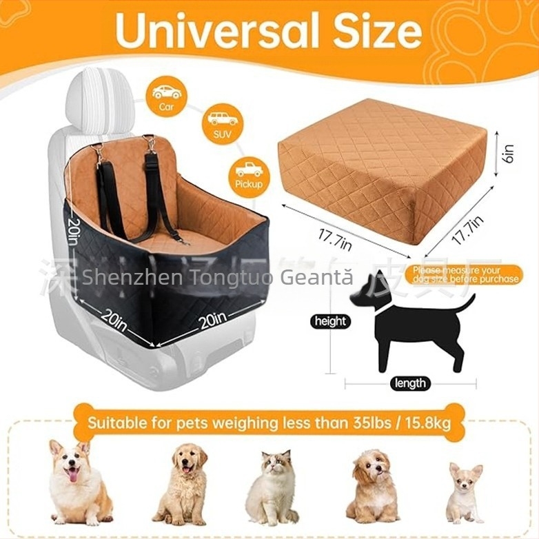 Scaun auto nou pentru câini, detașabil și lavabil, confortabil pentru animale de companie, față și spate
