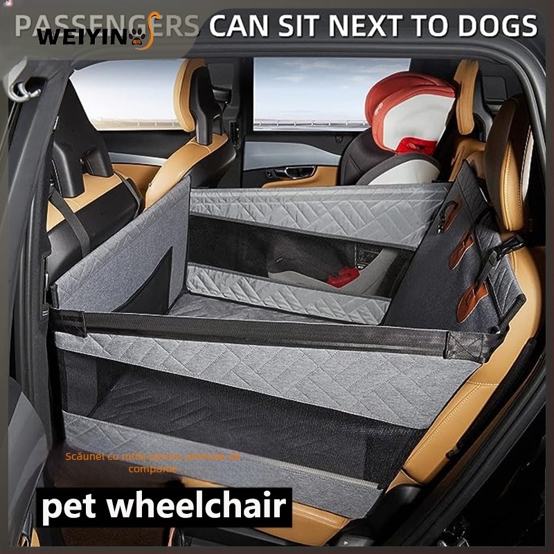 Coș auto pentru animale de companie, covoraș spate pentru câini, fund întărit cu plasă, covoraș albastru impermeabil și anti-murdar pentru animale de companie