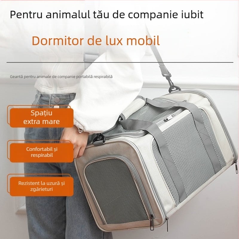 Pisică geantă de transport portabilă, capacitate mare, respirabilă, cușcă auto pentru pisici, cușcă pentru pisici, geantă pentru câini, geantă portabilă crossbody pliabilă pentru animale de companie