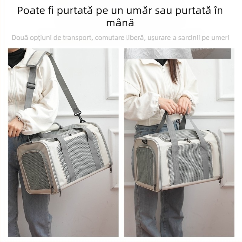 Pisică geantă de transport portabilă, capacitate mare, respirabilă, cușcă auto pentru pisici, cușcă pentru pisici, geantă pentru câini, geantă portabilă crossbody pliabilă pentru animale de companie