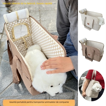 Geantă de umăr pentru animale de companie, geantă de călătorie pentru pisici și câini, geantă de plasă respirabilă cu fereastră, geantă de excursie pentru pisoi și câini, geantă de câine respirabilă și portabilă