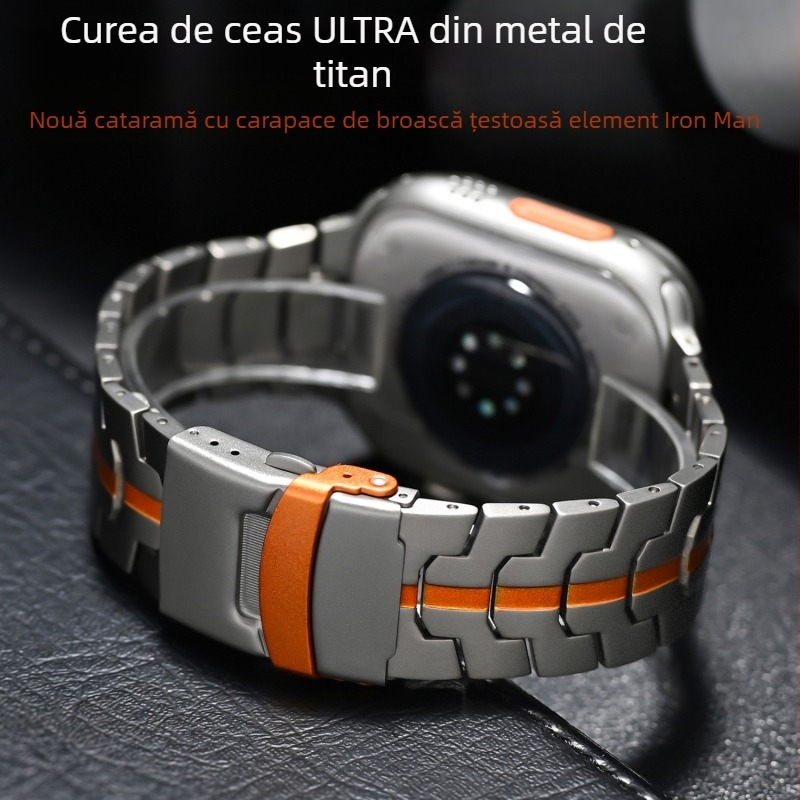 Curea de ceas din titan, metalică, potrivită pentru Apple Watch, curea din titan pur, Iron Man, aliaj de titan, pentru ceas inteligent iWatch S11