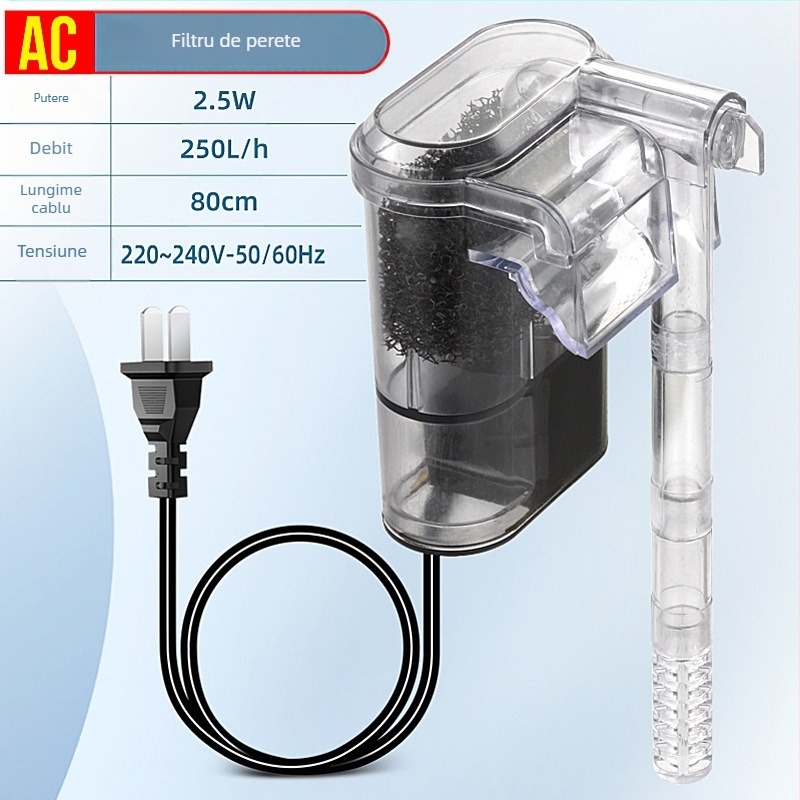 Filtru pentru acvariu, filtru cascadă mic, aerator, acvariu, montat pe perete, pompă de filtrare, mut, extern, agățat, reglabil