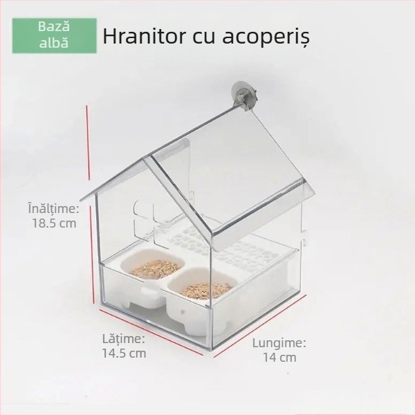 Papagal hrănitor acoperiș baie bazin soare negru Phoenix bujor pasăre transparent cutie de hrănire cu apă ușor de curățat B