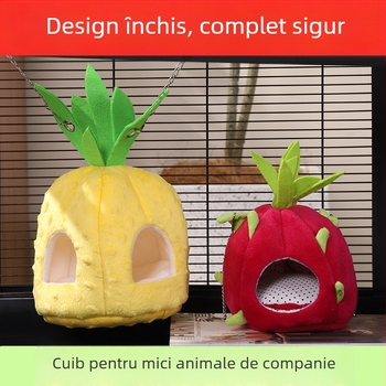 Du Laohan Hamac pentru hamster transfrontalier, agățat de primăvară și de vară, cuib universal pentru ananas, adăpost pentru ursul auriu, casă, cuib de pasăre, provizii pentru hamster
