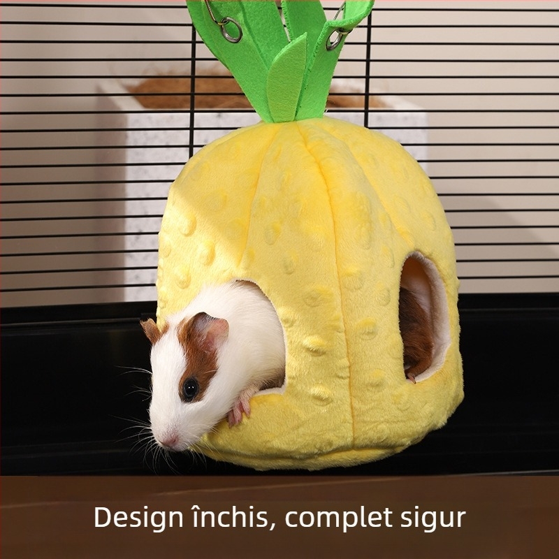 Du Laohan Hamac pentru hamster transfrontalier, agățat de primăvară și de vară, cuib universal pentru ananas, adăpost pentru ursul auriu, casă, cuib de pasăre, provizii pentru hamster