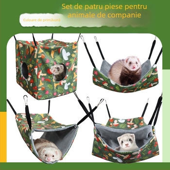 Pat de cobai Amazon, sac de miere, dihor, veveriță, veveriță, hamac de primăvară/vară, agățat, set de patru piese pentru animale de companie