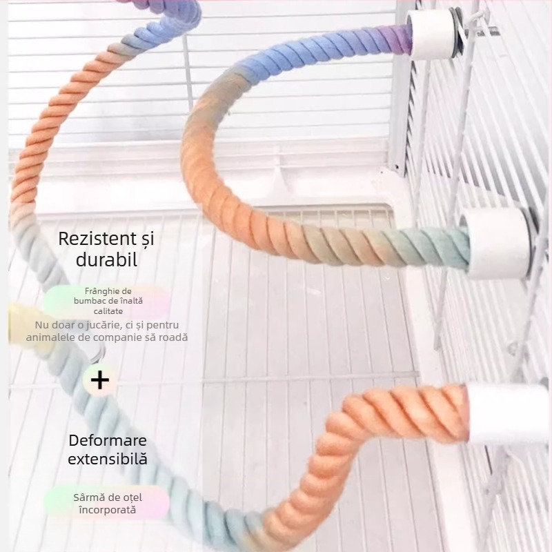 Papagal agățat frânghie leagăn pasăre stand rack pasăre colivie decor tigru piele bujor alpinism spirală bumbac frânghie Xuan Feng agățat rack jucărie