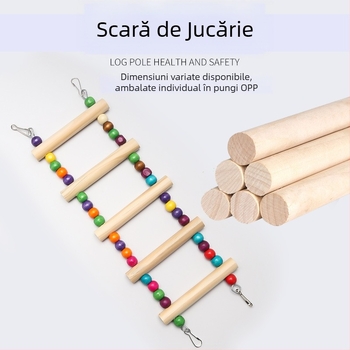 Scară de cățărat cu mărgele din lemn, consumabile pentru papagali de dimensiuni mari și mijlocii, scară de cățărat, leagăn, jucărie cu mușcătură, suport pentru colivie, bară en-gros