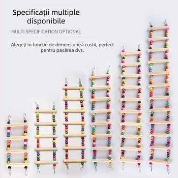 Scară de cățărat cu mărgele din lemn, consumabile pentru papagali de dimensiuni mari și mijlocii, scară de cățărat, leagăn, jucărie cu mușcătură, suport pentru colivie, bară en-gros