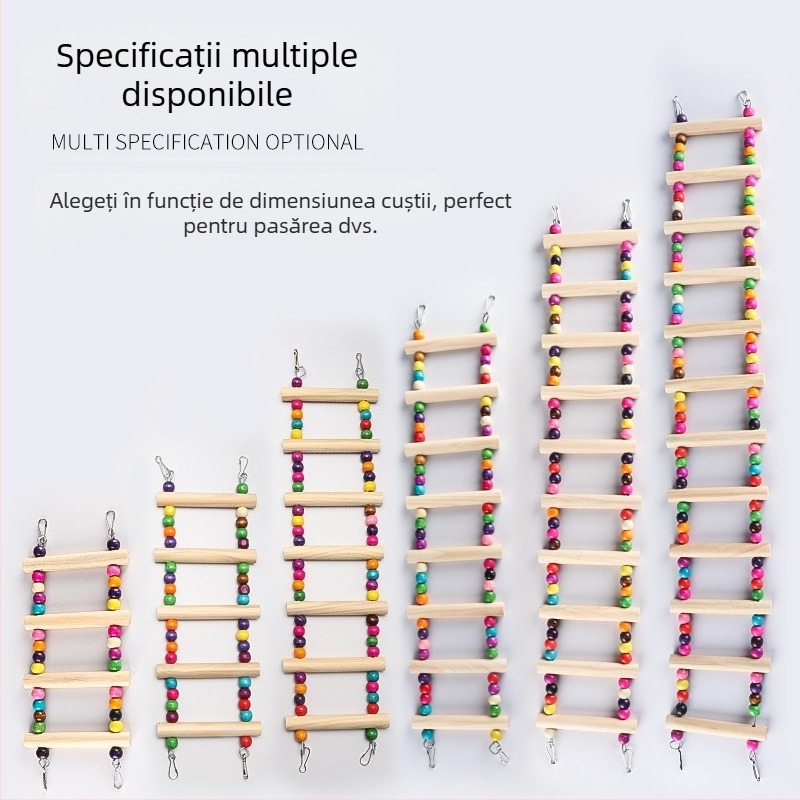 Scară de cățărat cu mărgele din lemn, consumabile pentru papagali de dimensiuni mari și mijlocii, scară de cățărat, leagăn, jucărie cu mușcătură, suport pentru colivie, bară en-gros
