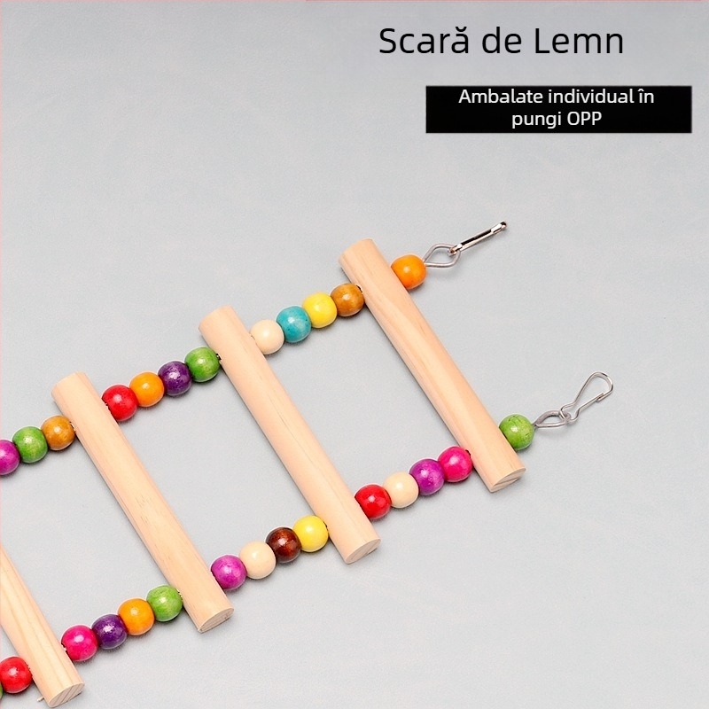 Scară de cățărat cu mărgele din lemn, consumabile pentru papagali de dimensiuni mari și mijlocii, scară de cățărat, leagăn, jucărie cu mușcătură, suport pentru colivie, bară en-gros