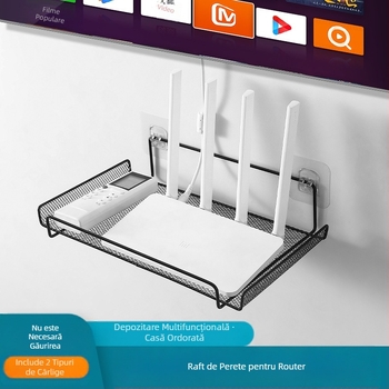 Suport de amplasare pentru router, suport de depozitare pentru TV, set-top box, suport de perete fără perforații, suport pentru cutie de depozitare wifi