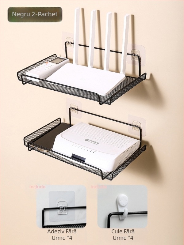 Suport de amplasare pentru router, suport de depozitare pentru TV, set-top box, suport de perete fără perforații, suport pentru cutie de depozitare wifi