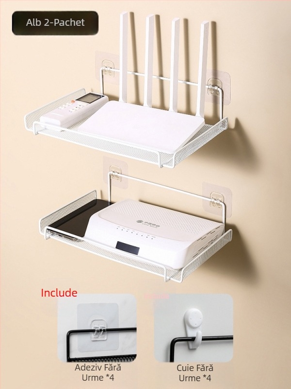 Suport de amplasare pentru router, suport de depozitare pentru TV, set-top box, suport de perete fără perforații, suport pentru cutie de depozitare wifi