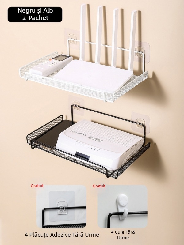 Suport de amplasare pentru router, suport de depozitare pentru TV, set-top box, suport de perete fără perforații, suport pentru cutie de depozitare wifi