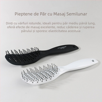 Pieptene de coafură pentru bărbați, gata preparat de producător, pieptene mic curbat, păr neted, pieptene cu nouă rânduri de dinți lați, instrument de coafură, pieptene de coafat cu cap uleios