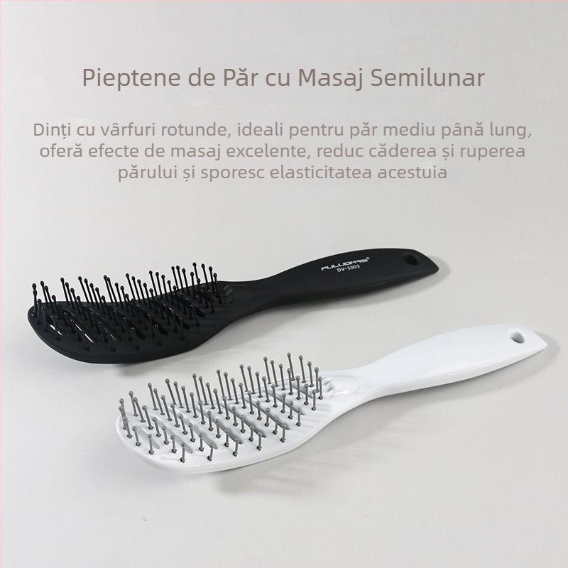 Pieptene de coafură pentru bărbați, gata preparat de producător, pieptene mic curbat, păr neted, pieptene cu nouă rânduri de dinți lați, instrument de coafură, pieptene de coafat cu cap uleios