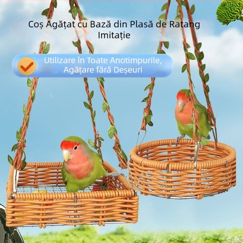 Coș agățat de papagal retro, imitație de ratan, cuib de pasăre, hamac, poate fi agățat, cuib agățat de vară, respirabil, ușor de curățat, cuib de dormit, Dropshipping