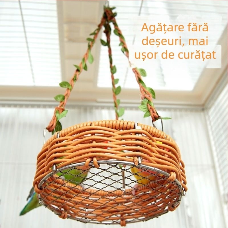 Coș agățat de papagal retro, imitație de ratan, cuib de pasăre, hamac, poate fi agățat, cuib agățat de vară, respirabil, ușor de curățat, cuib de dormit, Dropshipping
