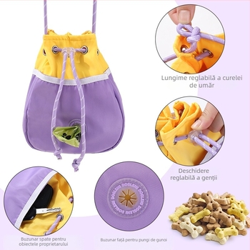 Geantă de gustări pentru animale de companie din fabrică, pentru ieșiri, câini și pisici, pentru exterior, poate pune o pungă de gunoi, rucsac diagonal, pentru câini și plimbări cu câini