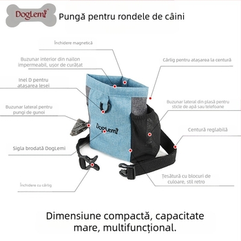 Geantă portabilă pentru dresaj de câini, geantă de pânză pentru hrană pentru câini, geantă de talie, echipament de dresaj în aer liber pentru câini, echipamente de plimbare pentru câini, provizii pentru animale de companie