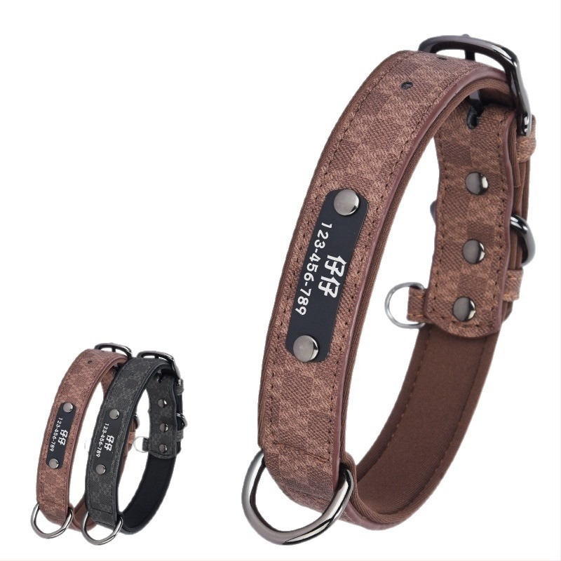 Zgardă de câine transfrontalieră, bumbac spațial, poate fi gravată, etichetă de câine retro anti-pierdere, zgardă de câine mare, mediu și mic, zgardă de câine