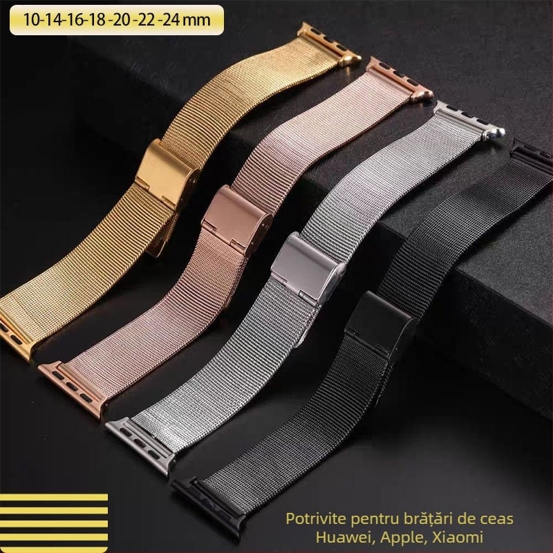 Potrivit pentru Dw curea din oțel inoxidabil Huawei Gt 5m Lan尼斯 curea de plasă Apple iWatch cataramă simplă/dublă curea de ceas 04 linie
