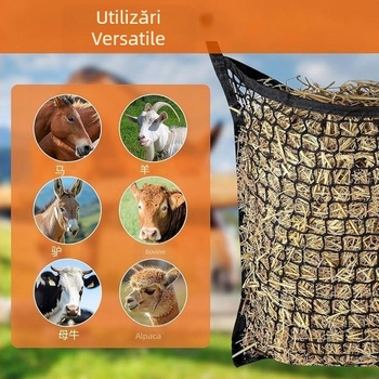 Plasă de fân pentru cai, vânzare transfrontalieră, hrănire pentru cai, capre, vite, măgari și alte animale, plasă de hrănire portabilă cu alimente lente