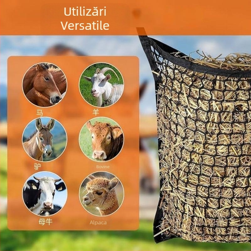 Plasă de fân pentru cai, vânzare transfrontalieră, hrănire pentru cai, capre, vite, măgari și alte animale, plasă de hrănire portabilă cu alimente lente