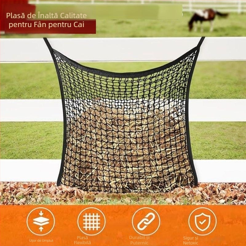 Plasă de fân pentru cai, vânzare transfrontalieră, hrănire pentru cai, capre, vite, măgari și alte animale, plasă de hrănire portabilă cu alimente lente