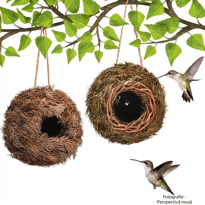 Temu Supply Chain Explosions Diferite Cuiburi de Pasăre pentru Animale de Companie, Cuști de Pasăre Țesute Manual, Decorațiuni de Grădină, Casă de Pasăre Ecologică