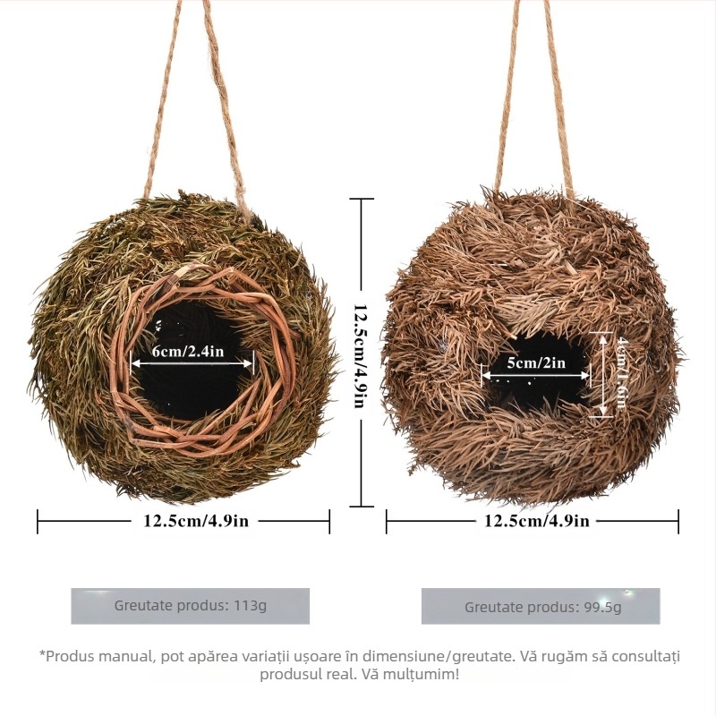 Temu Supply Chain Explosions Diferite Cuiburi de Pasăre pentru Animale de Companie, Cuști de Pasăre Țesute Manual, Decorațiuni de Grădină, Casă de Pasăre Ecologică