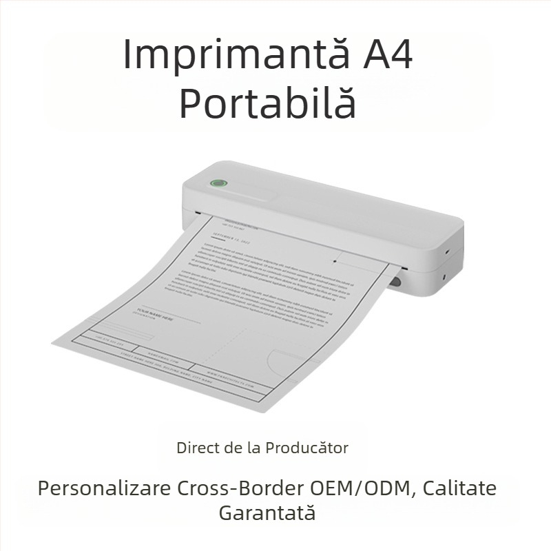 Imprimantă termică A4 portabilă fără fir Bluetooth, mică, cu fir, conectată la telefonul mobil, A4, acasă, conectată la telefonul mobil