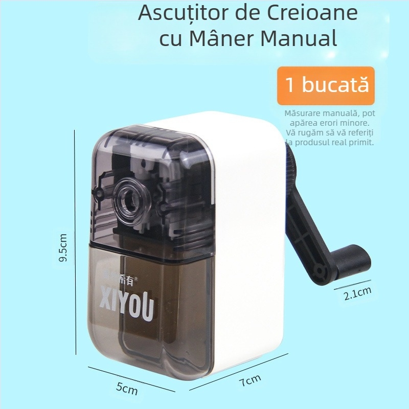Ascuțitoare de creioane Qingzhu Xiyou, ascuțitoare de creioane, ascuțitoare manuală, ascuțitoare de creioane din cărbune brut, artă