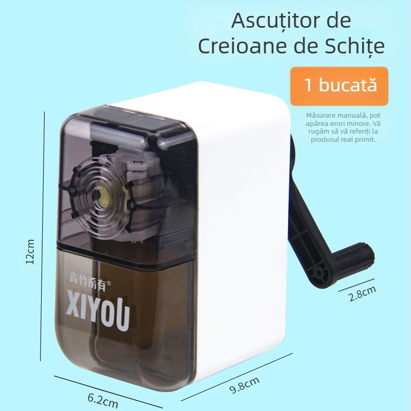 Ascuțitoare de creioane Qingzhu Xiyou, ascuțitoare de creioane, ascuțitoare manuală, ascuțitoare de creioane din cărbune brut, artă