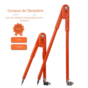 Compas de tâmplărie, ecartament de desen, plotter rotund metalic, scrib industrial, scrib mare, instrument de desen