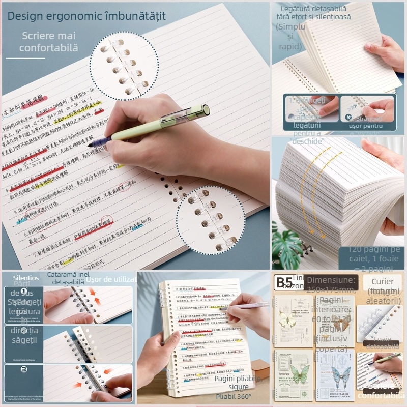 Caiet cu foi libere, nu tuși, caiet de notițe cu linie orizontală, culoare simplă, literatură și artă, îngroșat, retro, pentru studenți, blocnotes pentru birou