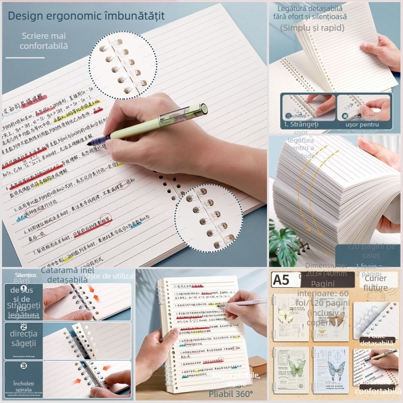 Caiet cu foi libere, nu tuși, caiet de notițe cu linie orizontală, culoare simplă, literatură și artă, îngroșat, retro, pentru studenți, blocnotes pentru birou