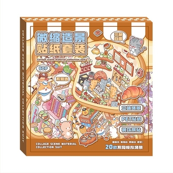 Set de autocolante drăguțe pentru amenajarea teritoriului, colecție de scene în miniatură, autocolante pentru manual de desene animate, autocolante pentru jucării educative pentru copii, autocolante