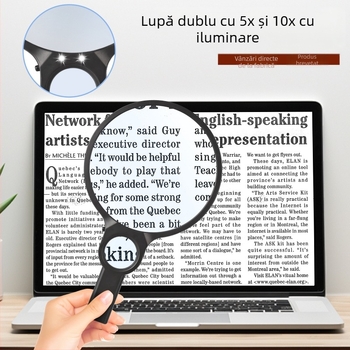 Lupă portabilă 5X 10X Lupă de înaltă definiție pentru vârstnici cu lumină LED Lupă de citit Amazon Model nou