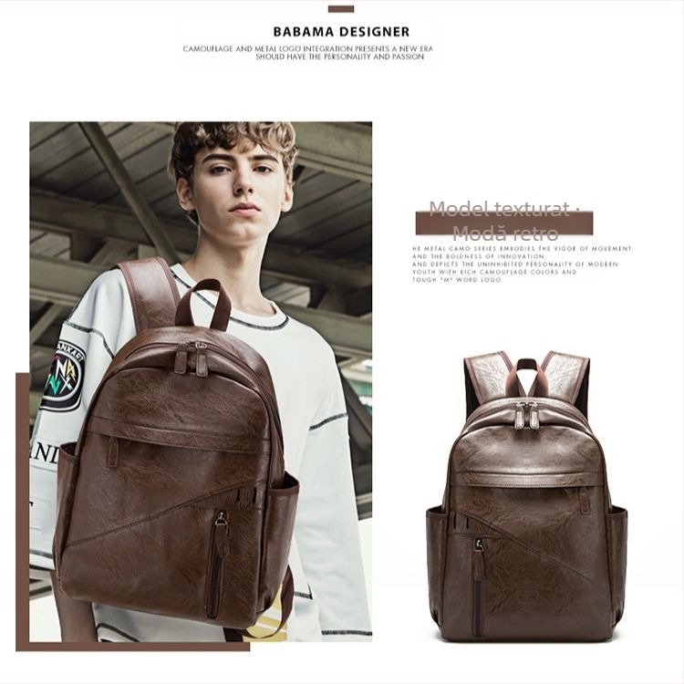 Rucsac retro nou pentru bărbați, stil coreean, femei, rucsac, geantă de mână casual pentru studenți, geantă de călătorie din piele PU pentru computer