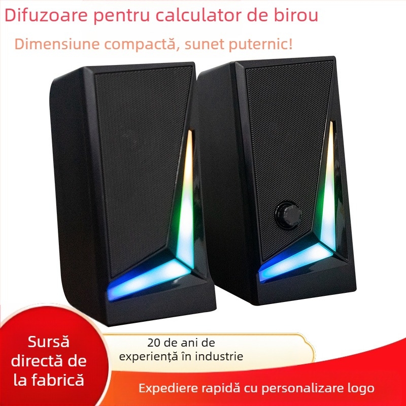 Difuzor multimedia RGB cu 2,0 canale, difuzor cu fir pentru desktop, subwoofer pentru sporturi electronice, notebook, USB, audio pentru computer