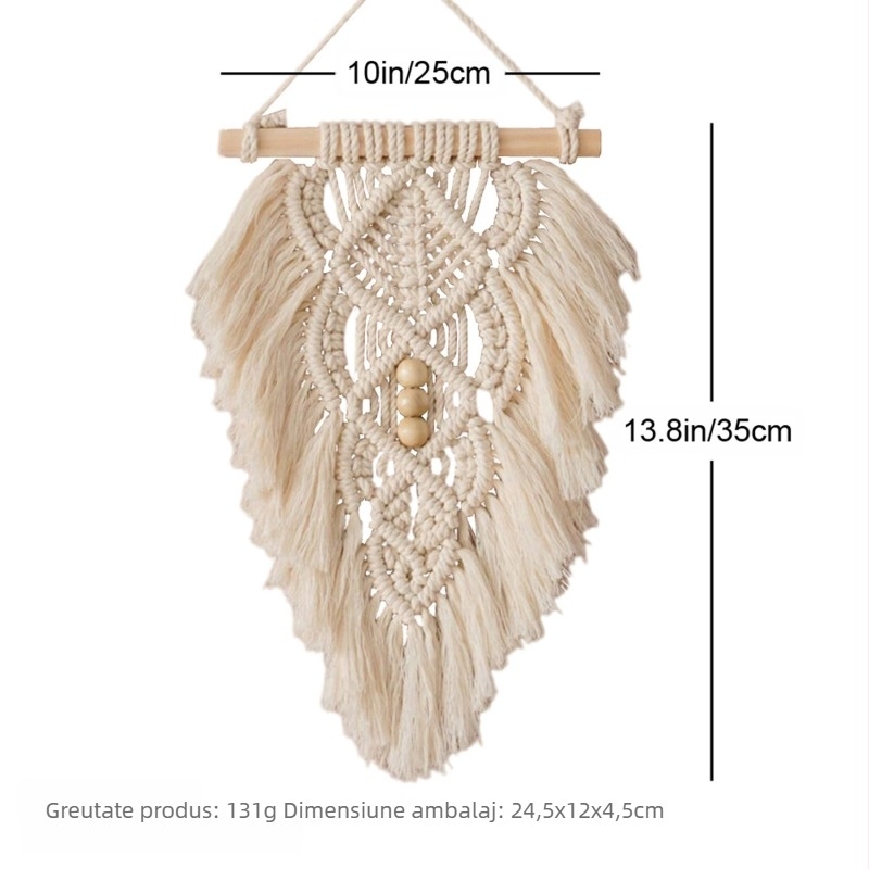 Tapiserie nouă cu frunze țesute manual, ornamente de perete cu pene, pentru dormitor, cameră nordică, Amazon Supply