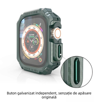 Potrivit pentru Apple Watch a 10-a generație, carcasă de protecție anti-cădere cu model din fibră de carbon TPU, culoare contrastantă, pentru iWatch 56789, generația 9