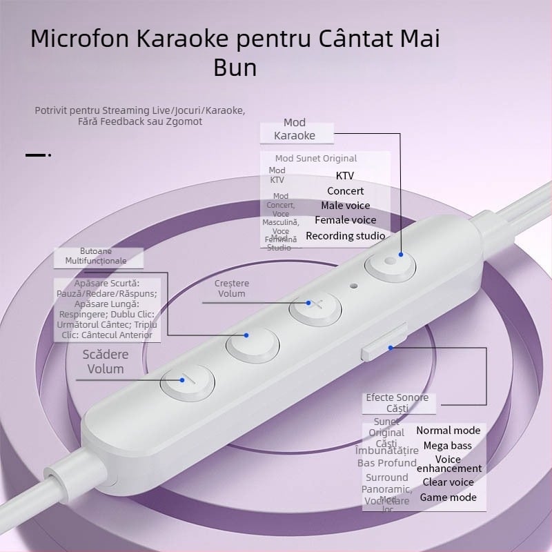 Căști speciale pentru K-song Anchor Live Sound Card, căști stereo cu schimbare de voce, căști cu schimbare de voce pentru Apple 15 Huawei
