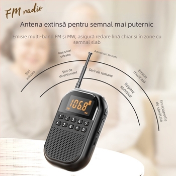 Radio pentru vârstnici cu card, difuzor mic, receptor portabil pentru vârstnici, FM/AM/Bluetooth multibandă